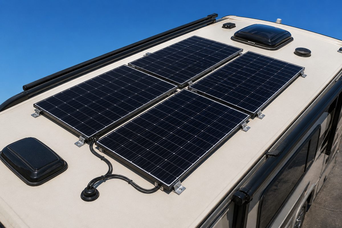 RV rooftop solar panel kit installation